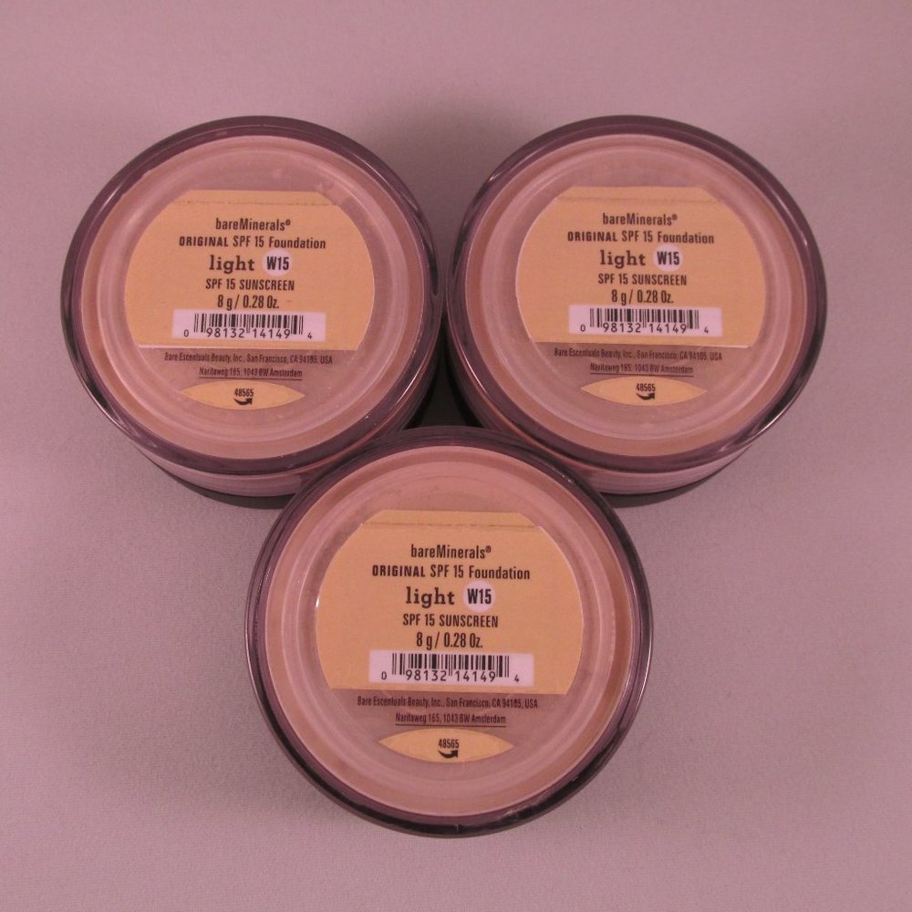 #NWT bareMinerals SPF15 Original Foundation Light W15 8g/0.28oz - Lot of 3
